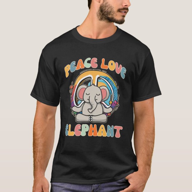 Peace Liebe Elephant Boar Hippie Yoga Meditation H T-Shirt (Vorderseite)