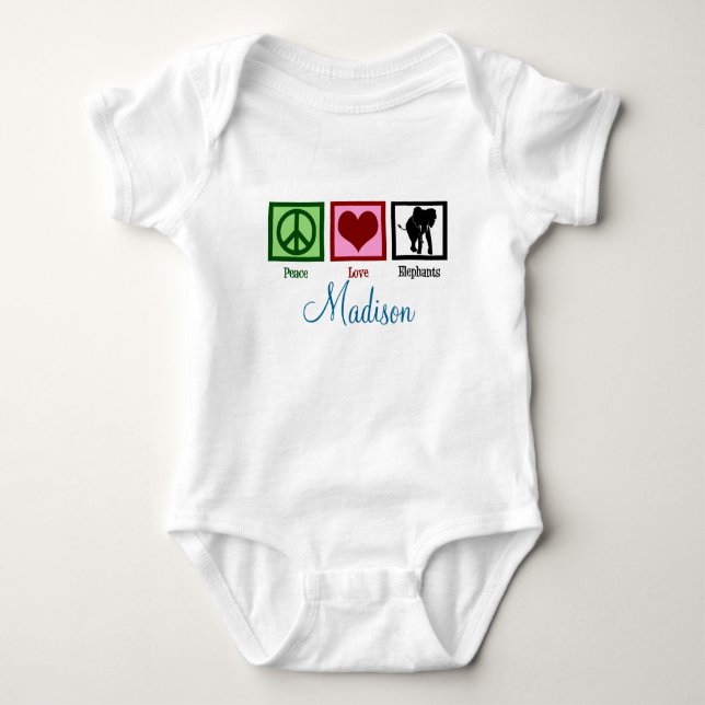 Peace Liebe Elephant Custom Baby Strampler (Vorderseite)