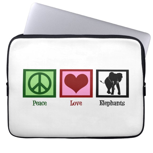 Peace Liebe Elephants Laptopschutzhülle (Vorderseite)