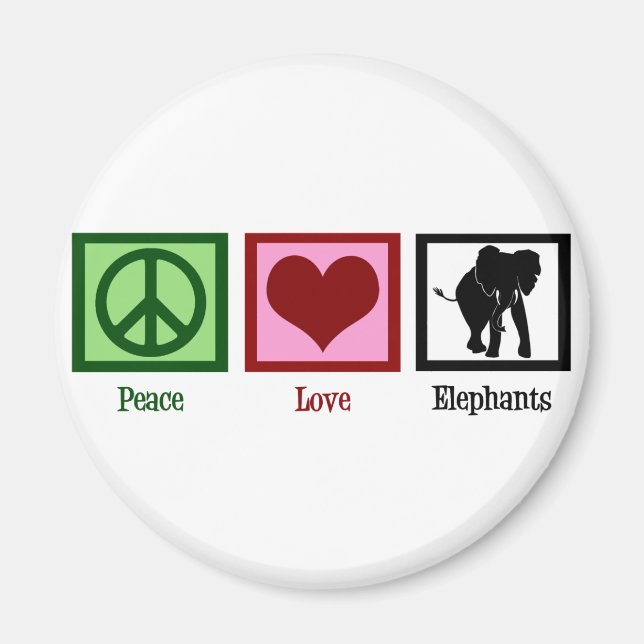 Peace Liebe Elephants Magnet (Vorne)