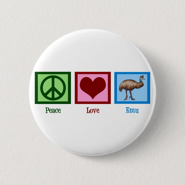 Peace Liebe Emu Button (Vorderseite)
