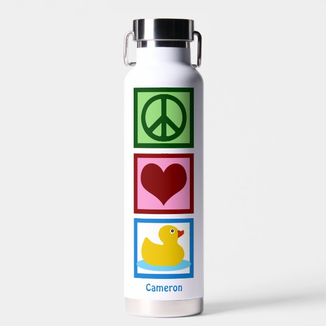 Peace Liebe Encks Niedlich Personalisiert Duck Trinkflasche (Vorne)