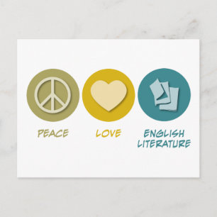 Peace Liebe Englische Literatur Postkarte