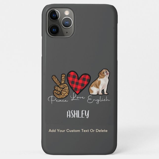 Peace Liebe English Bulldog Karierter Niedlicher H Case-Mate iPhone Hülle (Rückseite)