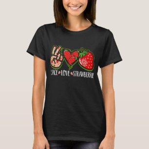 Peace Liebe Erdbeeren Frucht Berries Niedlich Stra T-Shirt