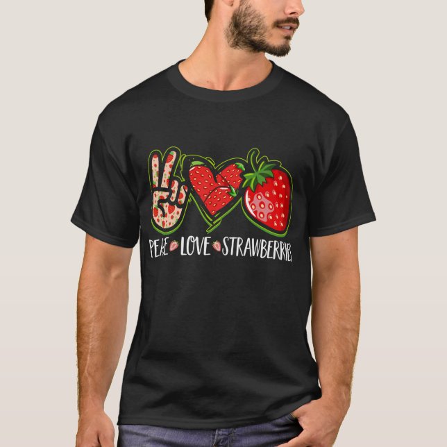 Peace Liebe Erdbeeren Frucht Berries Niedlich Stra T-Shirt (Vorderseite)