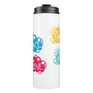 Peace Liebe Faith Hope Stars Thermosbecher