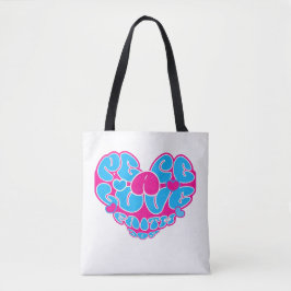 Peace Liebe Faith Joy Aqua Pink Heart Retro Tasche