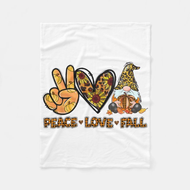 Peace Liebe Fall Fun Gnome Herbst Lover Pumpkins H Fleecedecke (Vorderseite)