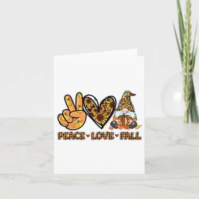 Peace Liebe Fall Fun Gnome Herbst Lover Pumpkins H Karte (Vorderseite)