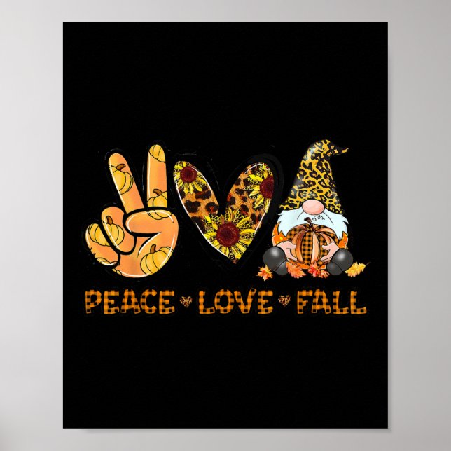 Peace Liebe Fall Fun Gnome Herbst Lover Pumpkins H Poster (Vorne)