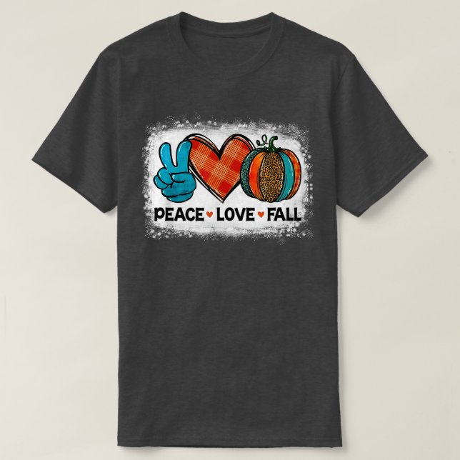Peace Liebe Fall Leopard Pumpkin Halloween Vibes B T-Shirt (Design vorne)