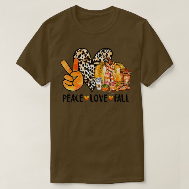 Peace Liebe Fall Leopard Pumpkin Herbst glücklich  T-Shirt (Design vorne)