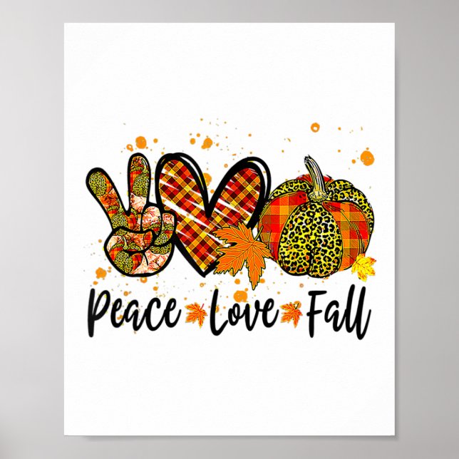 Peace Liebe Fall Pumpkin Autum Fall Erntedank Fu Poster (Vorne)