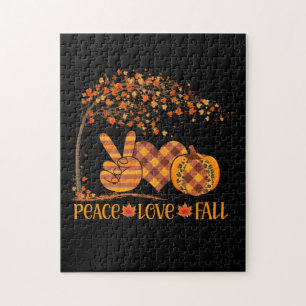 Peace Liebe Fall Pumpkin Autum Happy Fall Puzzle