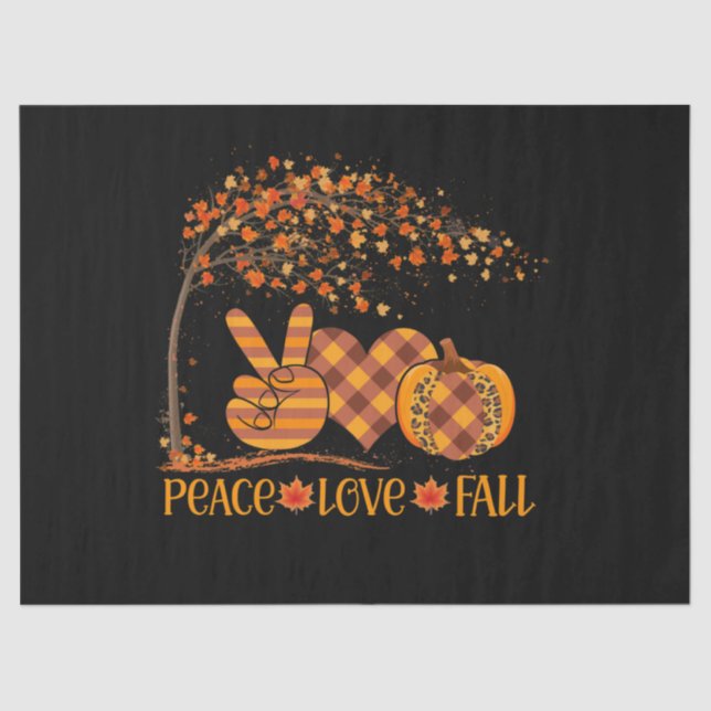 Peace Liebe Fall Pumpkin Autum Happy Fall Seidenpapier (Vorderseite)