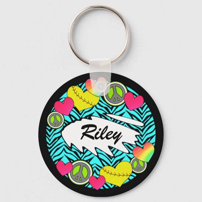 Peace Liebe Fastpitch Schlüsselanhänger (Vorderseite)