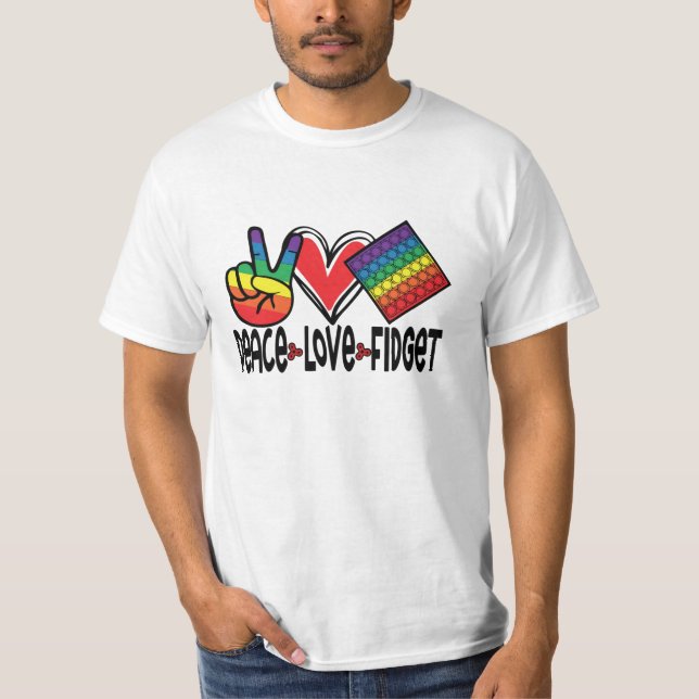 Peace Liebe Fidget Pop Population farbenfroher Reg T-Shirt (Vorderseite)