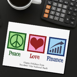 Peace Liebe Finance Customizable Bank Christmas Feiertagskarte