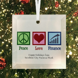 Peace Liebe Finance Customizable Bank Christmas Ornament Aus Glas