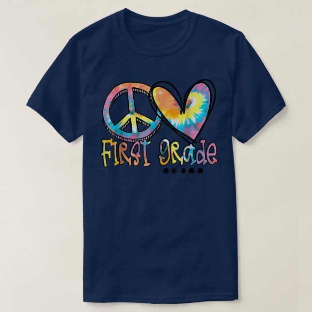 Peace Liebe First Grade Back to School Tshirt Kraw (Design vorne)