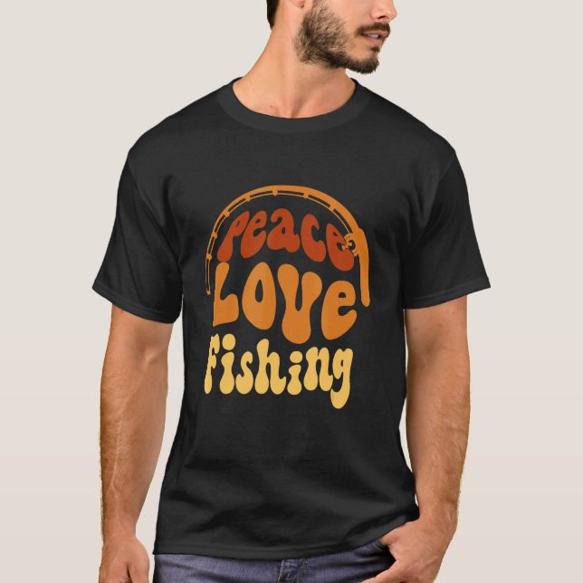 Peace Liebe Fischen Cooler Fischfang Desi T-Shirt (Vorderseite)