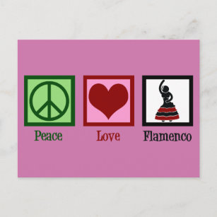 Peace Liebe Flamenco Tanz Rosa Tänzer Postkarte