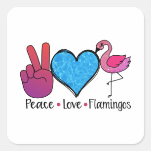 Peace Liebe Flamingo Cool T Shirt Quadratischer Aufkleber