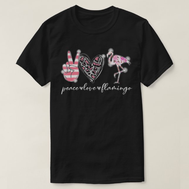 Peace Liebe Flamingo T-Shirt (Design vorne)