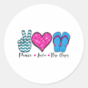 Peace Liebe Flip Flops Cool T Shirt Runder Aufkleber