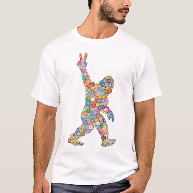 Peace Liebe Floral Bigfoot T-Shirt (Vorderseite)