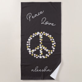 Peace Liebe Floral Peace Sign Personalisiert Strandtuch
