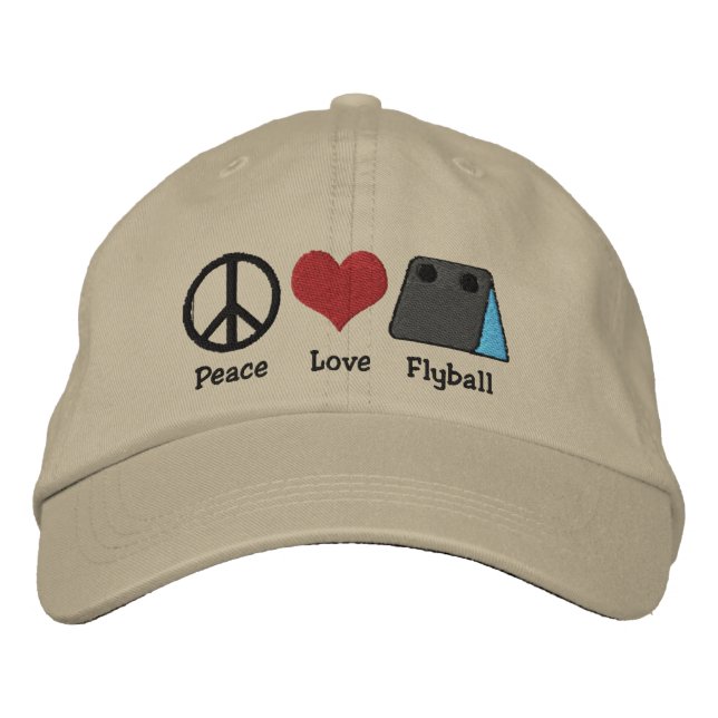 Peace Liebe Flyball bestickter Hut (Vorderseite)