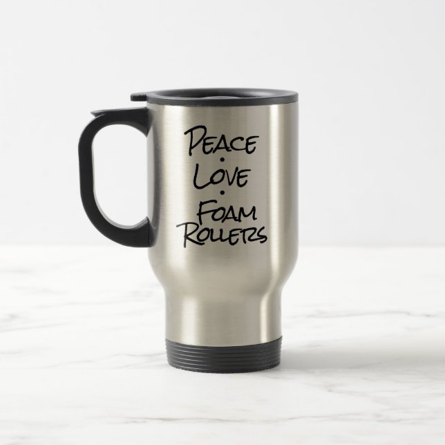 Peace Liebe Foam Rollers Coffee Tumbler Reisebecher (Links)