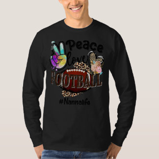 Peace Liebe Football Nanna Life Mama Oma Leopard T-Shirt