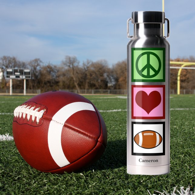 Peace Liebe Football Player Personalisiert Trinkflasche (Von Creator hochgeladen)