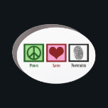 Peace Liebe Forensic Science Forensics Labrador Auto Magnet<br><div class="desc">Peace Liebe Forensics Auto Magnet mit einem Friedenszeichen,  Herz und Fingerabdruck für einen Detektiv,  der an der Tatort-Untersuchung arbeitet. Cooles Geschenk des Forensiker.</div>