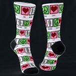 Peace Liebe Forensik Science Cool Fingerprint Socken<br><div class="desc">Wenn Sie forensische Wissenschaft faszinierend finden,  ist dies das perfekte Geschenk. Es verfügt über ein Friedenszeichen,  Herz und Fingerabdruck. Peace Liebe Forensics Socken für einen Wissenschaftler.</div>