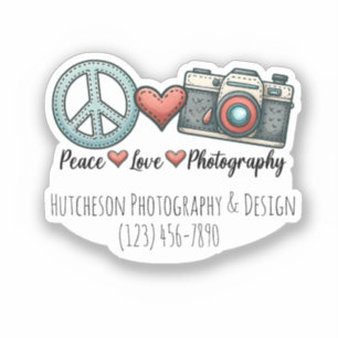Peace Liebe Fotografy Camera Gift Aufkleber