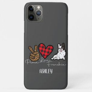 Peace Liebe French Bulldog Karierter Niedlicher Hu Case-Mate iPhone Hülle