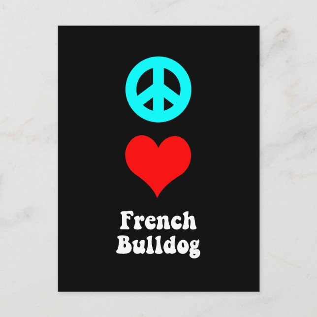 Peace Liebe French Bulldog Postkarte (Vorderseite)