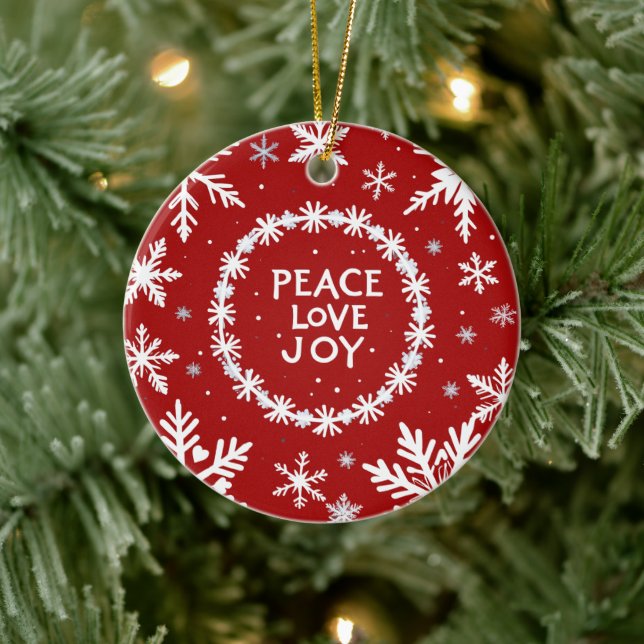 Peace Liebe Freude am Weihnachtsfest Keramik Ornament (Baum)