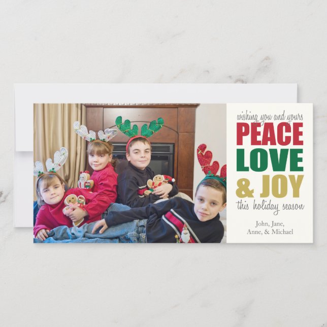 Peace Liebe & Freude Weihnachten Fotokarten (Vorderseite)