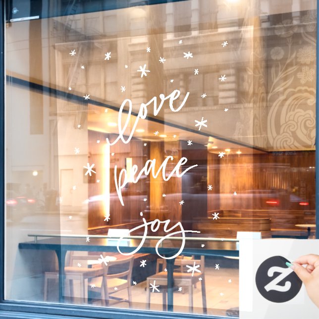 Peace Liebe Freude Weihnachten, Winterfenster Klam Fensteraufkleber (Café-Fenster)