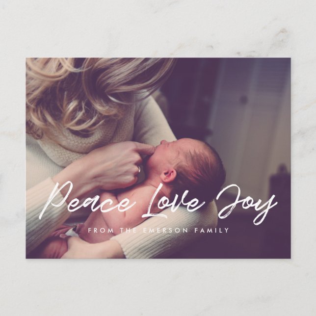 Peace Liebe Freuen Sie sich auf modernes Foto Postkarte (Vorderseite)