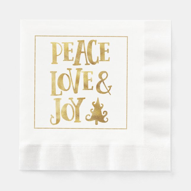 Peace Liebe Freuen Weihnachtsbuch Napkins Serviette (Vorderseite)