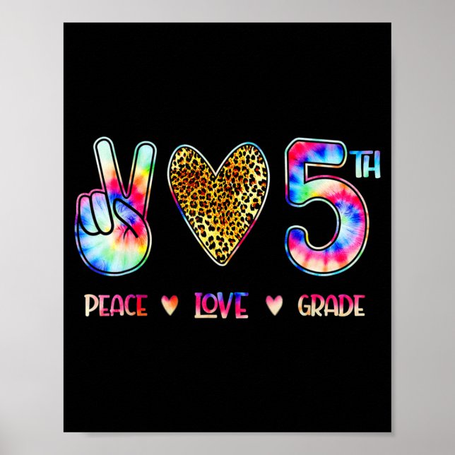 Peace Liebe Fünfte Stufe auf Schulspende zurück Poster (Vorne)