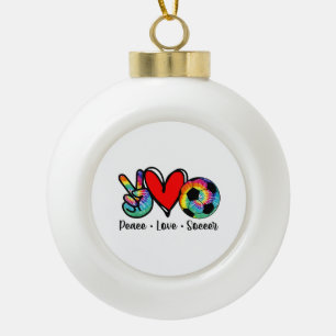 Peace Liebe Fußball Gefärbte Krawatte Design Fraue Keramik Kugel-Ornament