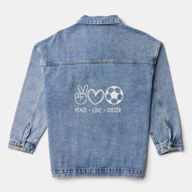 Peace Liebe Fußball - Geschenke für Fußball-Liebha Jeansjacke (Rückseite)
