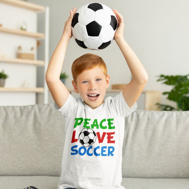 Peace Liebe Fußball Niedlich Kinder T-Shirt (Von Creator hochgeladen)